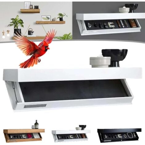 KZQ Generic Étagère murale avec compartiment secret, moderne, 1 compartiment, étagère murale avec rabat magique, idéale pour le salon ou le bureau，blanc
