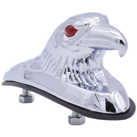 Generic Ornement de Tête d' de Moto, Statue d'Ornement de Tête ' Universelle de 6,02 Pouces de Longueur en Aluminium Look Nostalgique avec des Yeux Rouges pour Capot de Voiture (Silver)