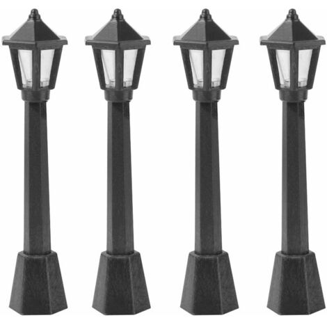 Générique 4 Pcs Mini Lampadaire De Rue Modèle Train Train Lampadaire Lumières Miniature Village De Noël Voie Lanterne Post pour DIY Maison De Poupée Micro Paysage Fée Jardin Accessoires