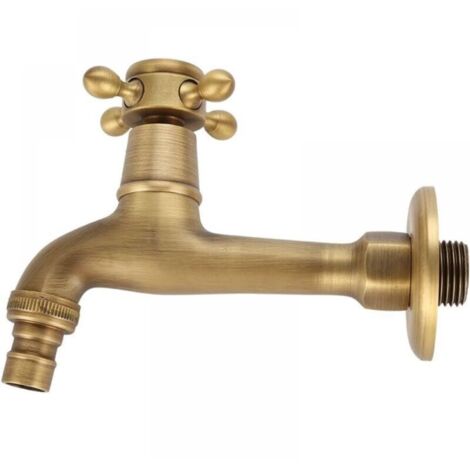 Générique Antique Robinet En Laiton Poignée Lessive Salle De Bains Montage Mural Lave-linge Robinet Extérieur Jardin Tuyau Simple Robinet Froid Long