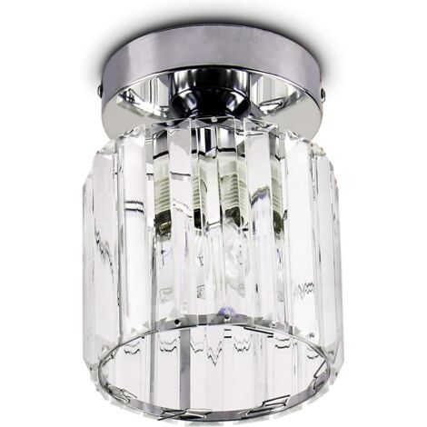Générique Éclairage de plafond en cristal Mini lustre moderne plafonnier luminaire suspendu en cristal pour cuisine île salle à manger chambre couloir,E26,Argent