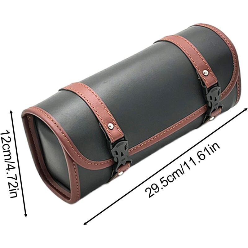 Générique Motorcycle Tool Bag, Waterproof PU Leather Handlebar Purse, Vintage Storage Pouch Saddlebag, Roll Tool Organizer, Stable/Compact,