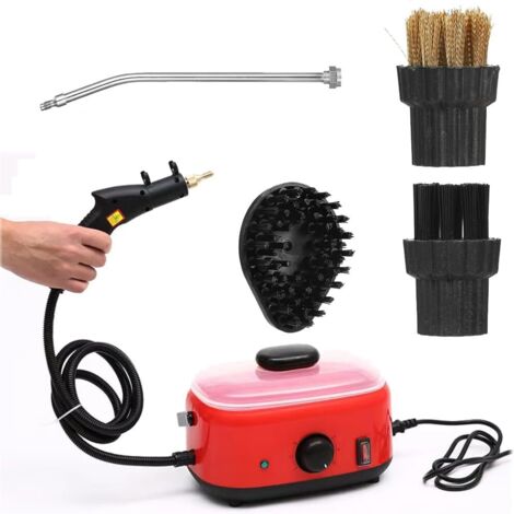 Générique Nettoyeur Vapeur Portatif, Vapeur Haute Pression 2500 W, Grand Réservoir Deau 1500 ML, 6 Niveaux De Vapeur Réglables, Tête De Brosse De Nettoyage Multi-scènes (Red)