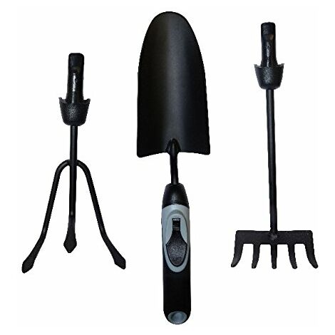 Générique No Name 53001457-Set di 3 Utensili per Fiori, Colore: Nero