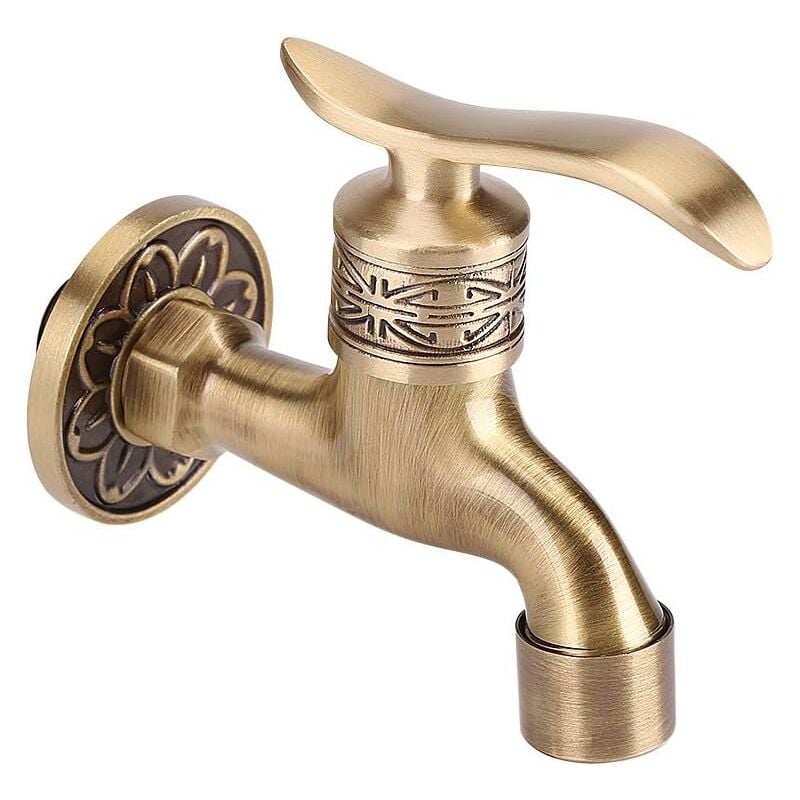 Gotrays - Générique Robinet Laiton Antique En Laiton Poignée Lessive Salle De Bains Montage Mural Lave-linge Robinet Extérieur Jardin Tuyau Simple
