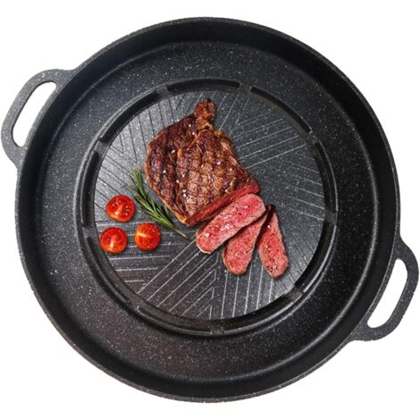 Generische 2-in-1-Grill- und Fonduepfanne – Grillplatte – Antihaftbeschichtete Aluminium-Kochpfanne für Grillküche, Campingtisch