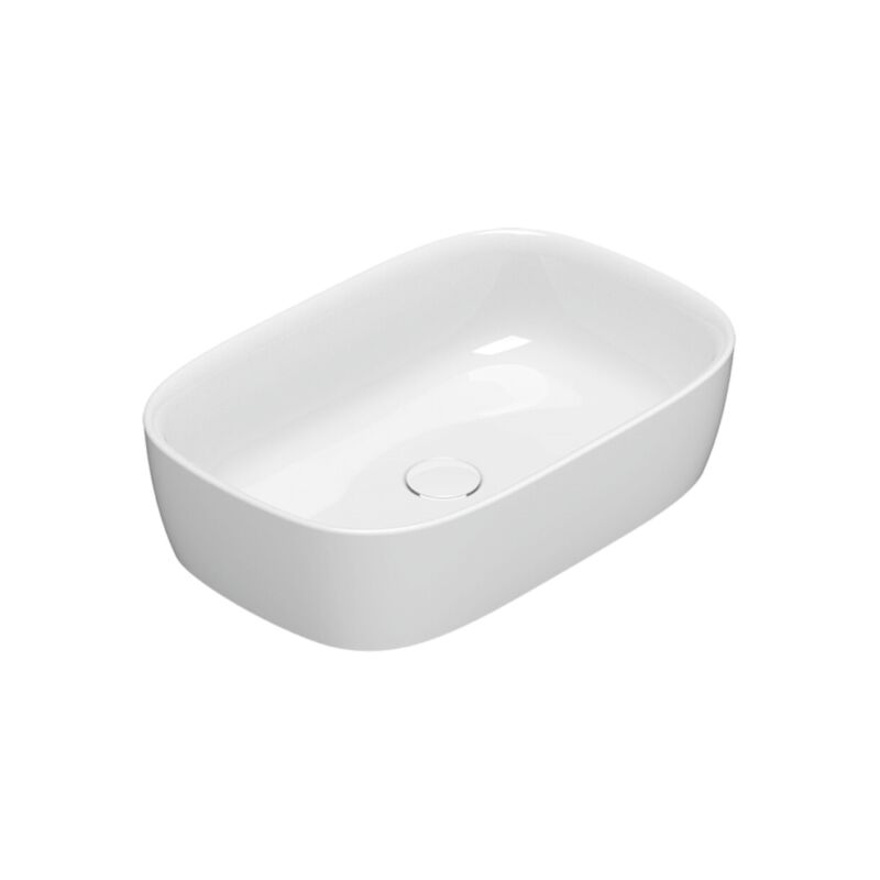 Lavabo Genesis appoggio cm. 60x40 stondato in ceramica bianco