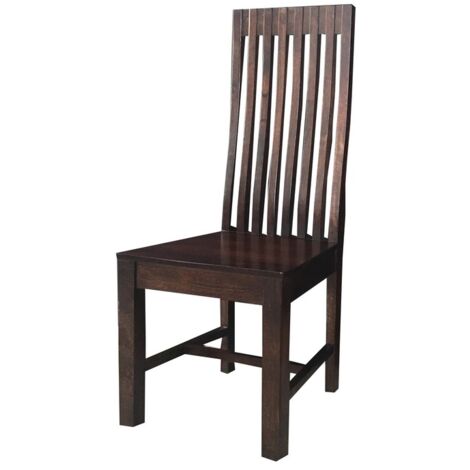 Geneva Long Back Solid Seat Chair (Set of 2) - Mango Wood - Dark Finish