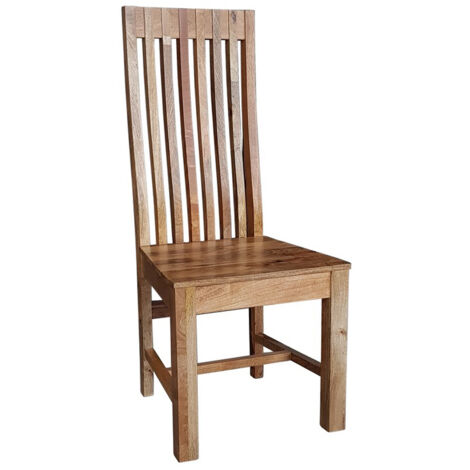 Geneva Long Back Solid Seat Chair (Set of 2) - Mango Wood - Light Finish