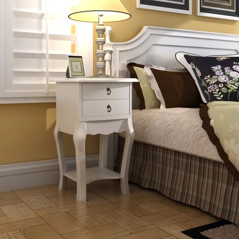 main image of "Geno 2 Drawer Bedside Table by Fleur De Lis Living - White"