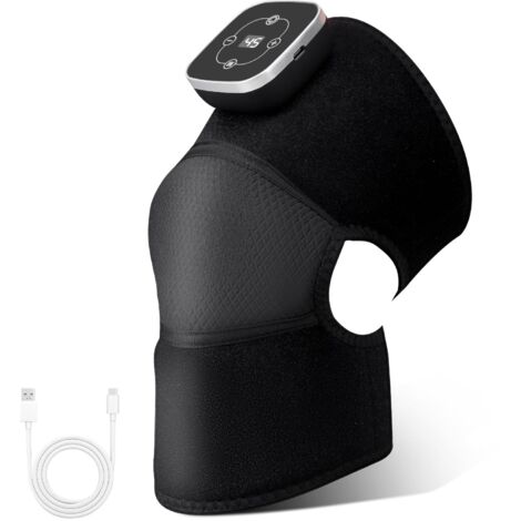 Genouillère chauffante avec fonction massage, genouillère rechargeable, masseur vibrant réglable pour la relaxation des épaules et des coudes, 5 niveaux de chauffage et 3 modes de vibration
