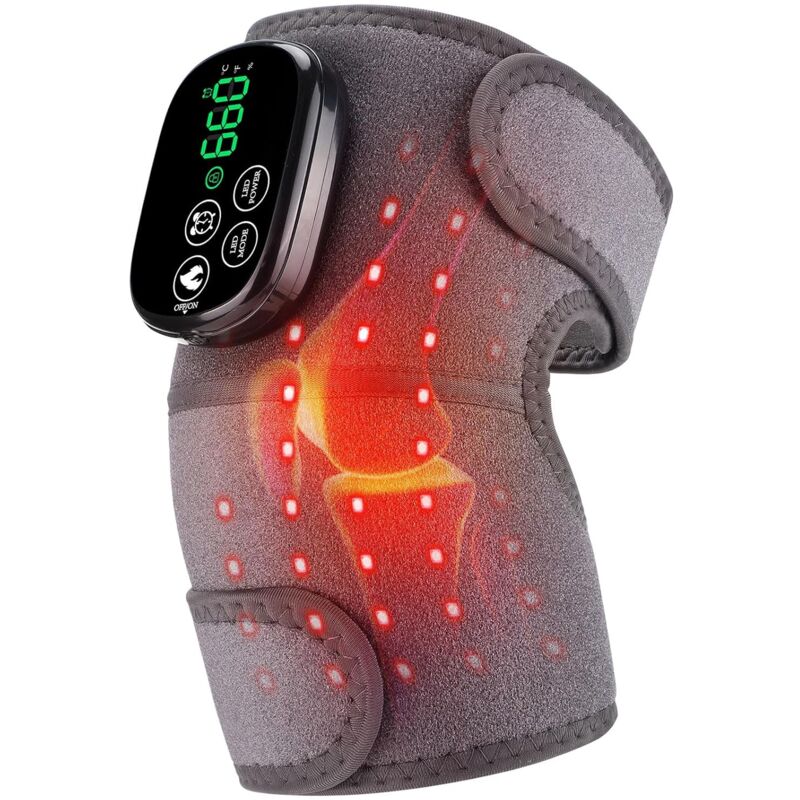 Genouillère Chauffante Sans Fil Avec Lumière Rouge, 660nm Lumière Rouge & 850nm Lumière Infrarouge Proche, Coussin Chauffant Avec Commande Tactile,
