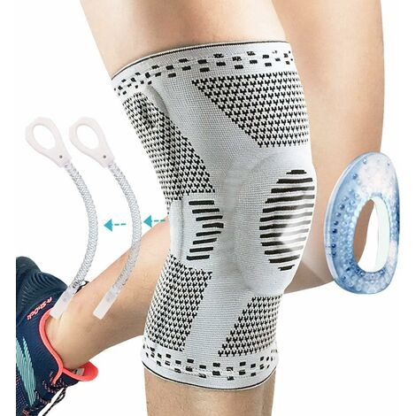 Genouillère de compression pour homme et femme avec coussinet en gel rotulien et bandes antidérapantes pour déchirure du ménisque, arthrite, soulagement des douleurs articulaires sportives, protection