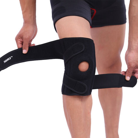 Genouillère de compression respirante pour homme et femme avec stabilisateurs ouverts pour la rotule pour la course à pied, l'arthrite, le soulagement des douleurs articulaires et la récupération des