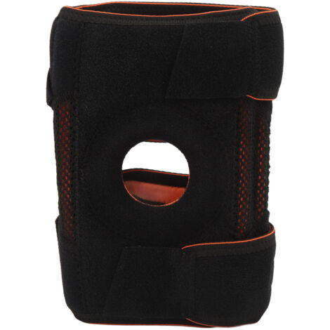 Genouillère de Sport Unisexe Noire Ajustable avec Ressort en Silicone, Type Ouvert Creux
