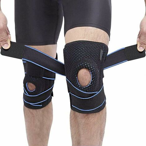 Genouillère en néoprène, attelle de ligament de rotule de genou, genouillère de soutien avec anneau stabilisateur de rotule ouvert pour le sport, la course à pied, 2 pièces