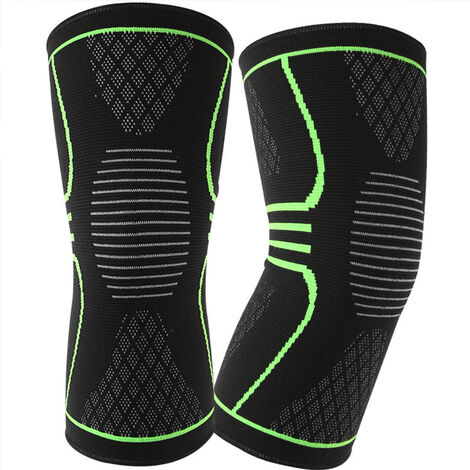 Genouillère Genouillère Compression Fit Soulagement des douleurs articulaires et de l'arthrite Améliore la circulation sanguine Porter une pièce noir et vert L
