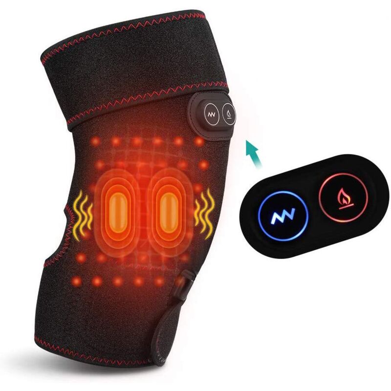 Genouillère Rotulienne, Genouillère Coussin Chauffant avec Fonction de Vibration, Orthèse de Maintien Attelle de Genou pour Hommes et Femmes Bras de