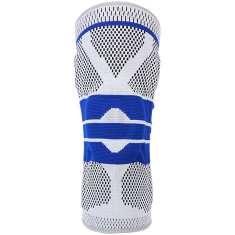 Genouillères de Sport avec Support et Ressort en Silicone pour Basketball et Course (Bleu Foncé - L)