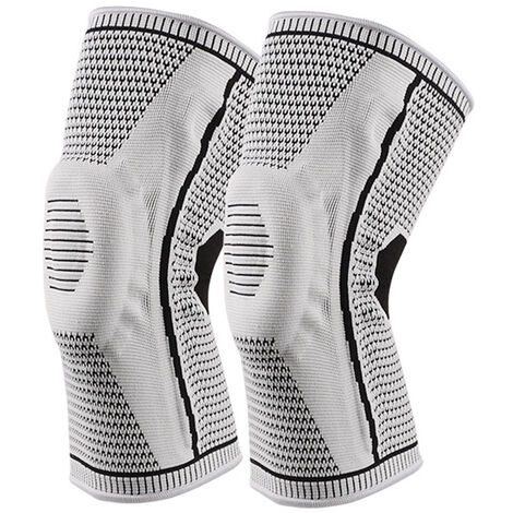 Genouillères de sport, genouillère de soutien stable avec stabilisateurs latéraux, pour le fitness, l'escalade -BlancE M