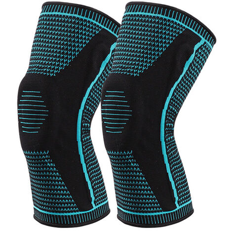 Genouillères de sport, genouillère de soutien stable avec stabilisateurs latéraux, pour le fitness, l'escalade - Bleu L