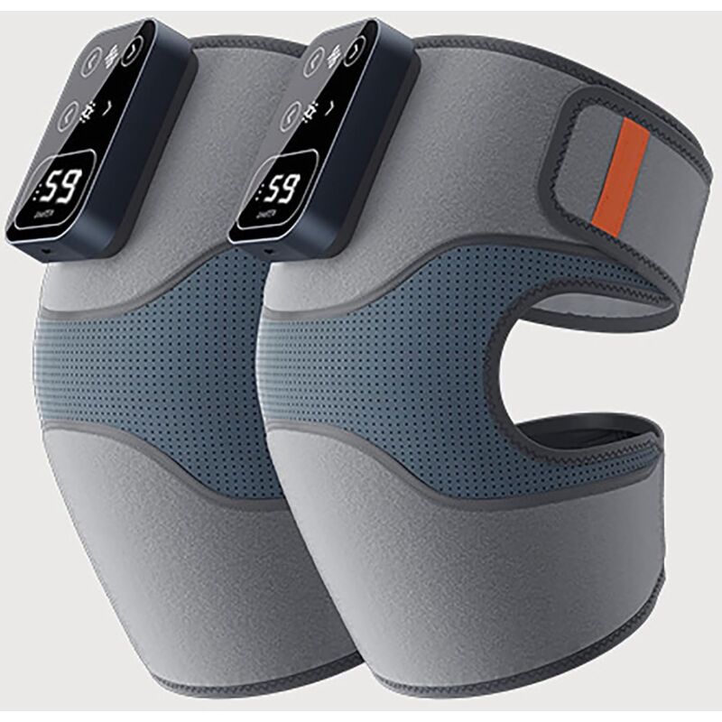 Genouillères intelligentes chauffées, Masseur de Genou Chauffant sans Fil avec Affichage LED, contrôle de la température à 5 Vitesses, Ajustement du