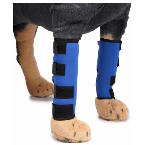 Genouillères pour animaux de compagnie avec bandes de soutien Protège-jambes pour chiens Jambes de chien Protecteur pour animaux de compagnie Couverture de blessure pour chirurgie de chien (Bleu S)
