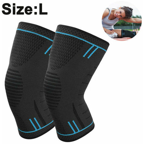 Genouillères pour le soutien de la douleur au genou (paire) pour femmes et hommes, enveloppe de stabilisateur en néoprène, genouillère de compression pour l'haltérophilie, l'entraînement, la course, M