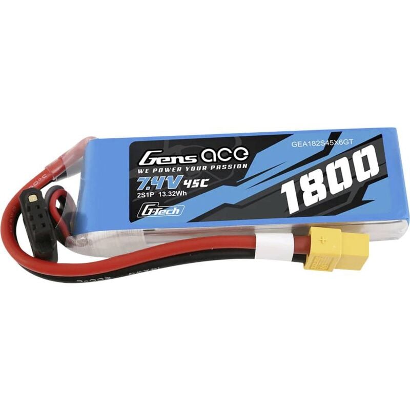 Pack de batterie (LiPo) 7.4 v 1800 mAh Nombre de cellules: 2 45 c bloc XT60 Y718823 - Gens Ace