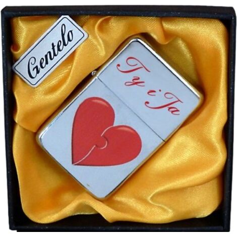 Gentelo Benzinfeuerzeug mit der Aufschrift „Du und ich“ in einer Geschenkbox