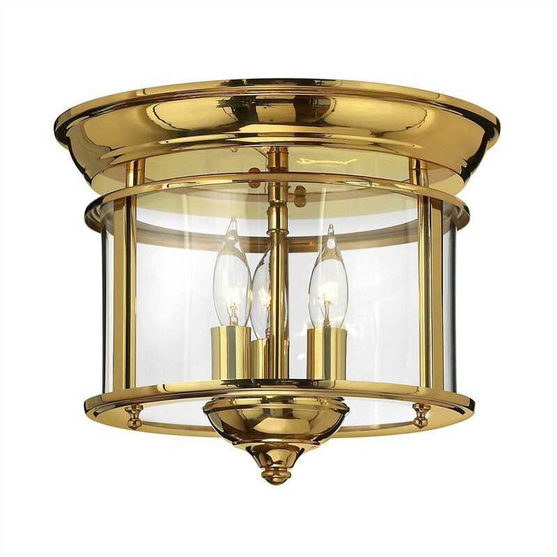 Elstead Lighting - Elstead Gentry - 3 Light Flush Mount Ceiling Light Polished Brass, E14