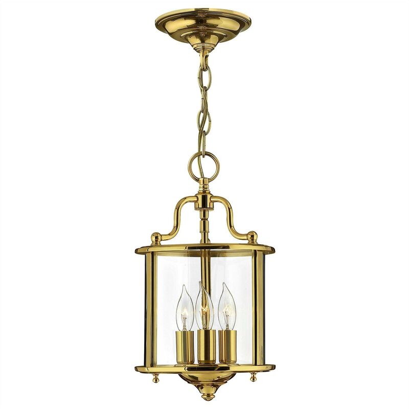 Elstead Gentry - 3 Light Small Ceiling Lantern Pendant Polished Brass, E14