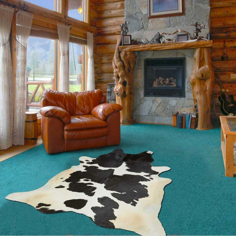 

Alfombra de piel de kilim 7 en piel de bestia negra - Noir
