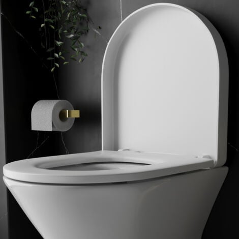 Genuine RAK Resort D Shape Toilet Seat Soft Close Quick Release - Gloss White Wrap Over