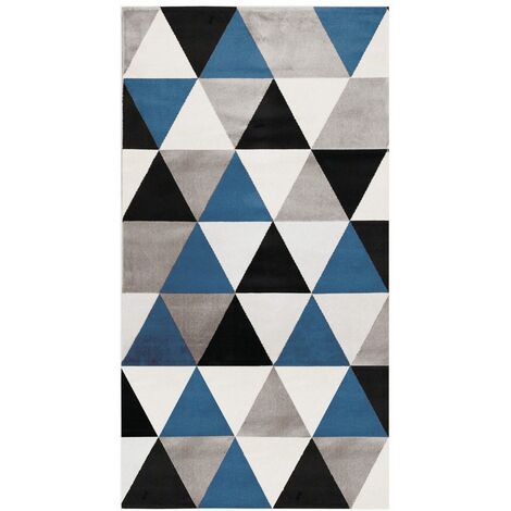 GEO SCANDI - Tapis toucher laineux motif triangles bleu 80x150 - Bleu
