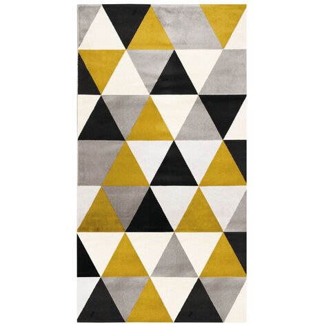 GEO SCANDI - Tapis toucher laineux motif triangles jaune 80x150 - Jaune