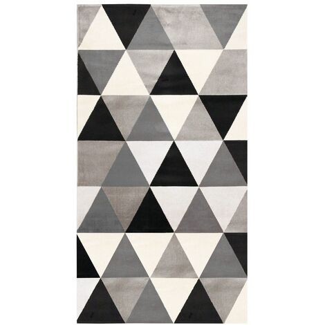 THEDECOFACTORY GEO SCANDI - Tapis toucher laineux motif triangles noir 80x150