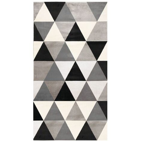 GEO SCANDI - Tapis toucher laineux motif triangles noir 80x150 - Noir