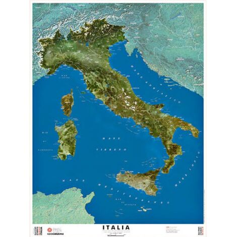 GEOGRAMMA - MAPPA ITALIA CARTA SATELLITARE 70X100CM scala 1:1.550.000