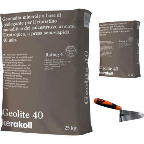 Geomalta minerale tixotropica 2 sacchi da 25 kg cazzuola punta tonda 16 cm