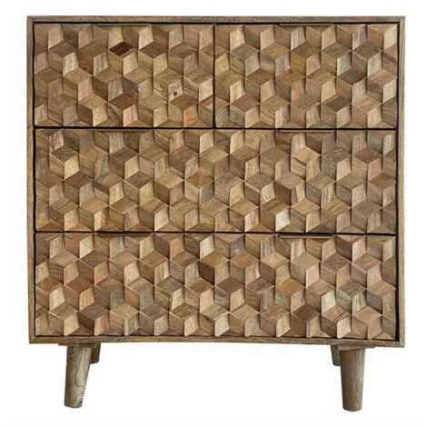 Geometric 2+2 Drawer Chest of Drawer - Mango Wood - L45 x W90 x H96 cm - Mango Light Finish