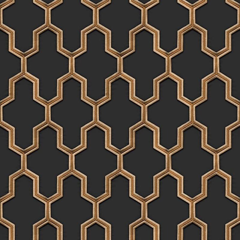 Dutch Wallcoverings - Wallpaper Geometric Black and Gold Black