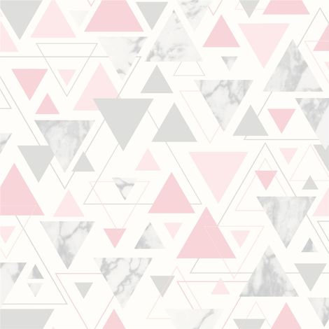 Geometric 3D Effect Wallpaper Marble Triangles Pink Grey Chantilly Debona