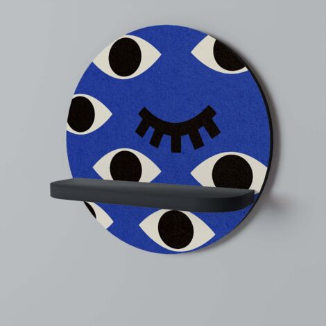 GEOMETRIC EYES Rundes Regal Schwarz