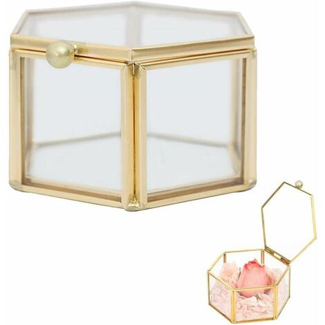 Geometric Jewelry Box, Glass Jewelry Box, Clear Glass Geometric Jewelry Box, Clear Glass Jewelry Box, for Storage and Display Rings, Earrings