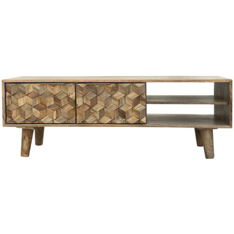 Geometric TV Unit - Mango Wood - L35 x W118 x H41 cm - Mango Light Finish