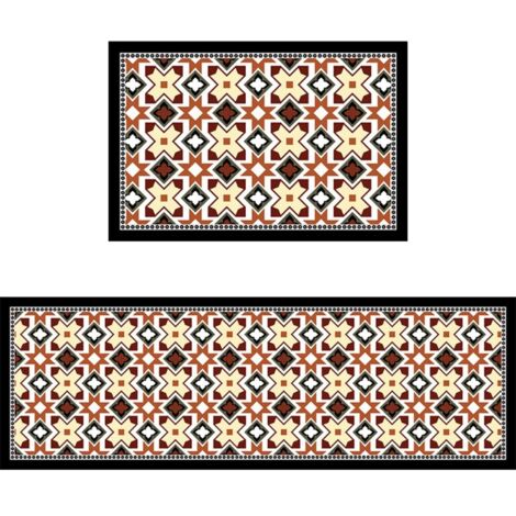 Géométrie colorée 4020cm (Terre de diatomées) Tapis de sol spécialement conçu pour la cuisine : résistant aux taches, facile à nettoyer, à séchage rapide, en terre de diatomées, absorbant le vent et l