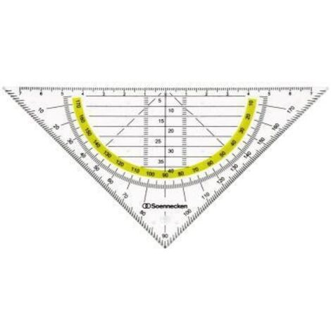 Geometriedreieck 16cm mit farbig hinterlegten Winkelgraden doppelseitig ohne Griff Kunststoff transparent