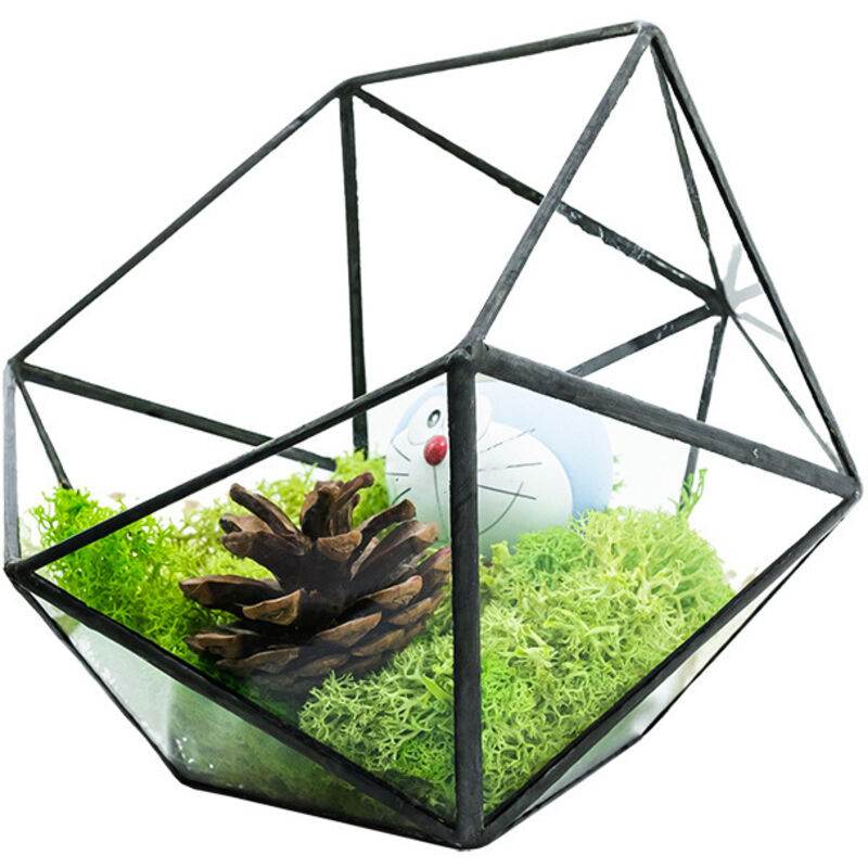 Géométrique Terrarium en Forme de Demi-sphère Triangulaire en Verre Fait à la Main, Pot de Fleurs pour bonsaï, Table Décoration pour Plantes Grasses,