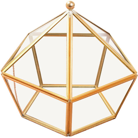 Geometrische, fünfeckige Schmuckschatulle aus Klarglas für Eheringe, schicke Wohndekoration